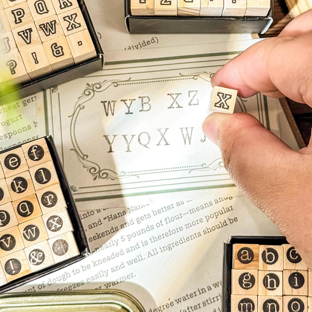 30 Pcs Symbols Retro A-Z Letters English Digital Hand Notes Seal Typewriter Series Decorative Printing Materials Wood Stamp Set