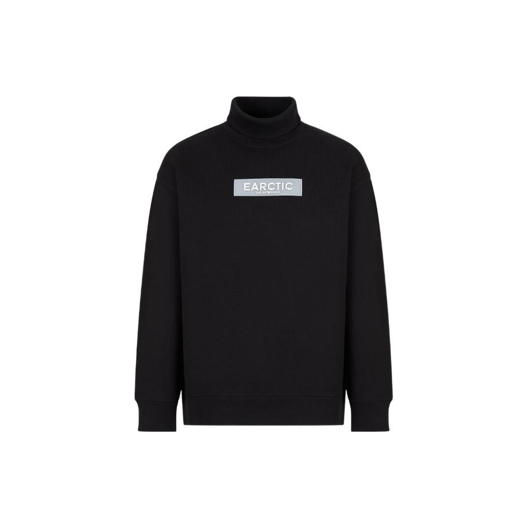 Emporio Armani FW22 Letter Print High Neck Long Sleeve Pullover Sweatshirt Men sweatshirt Black 6L1M8E1-JSFZ1-0999 XXL