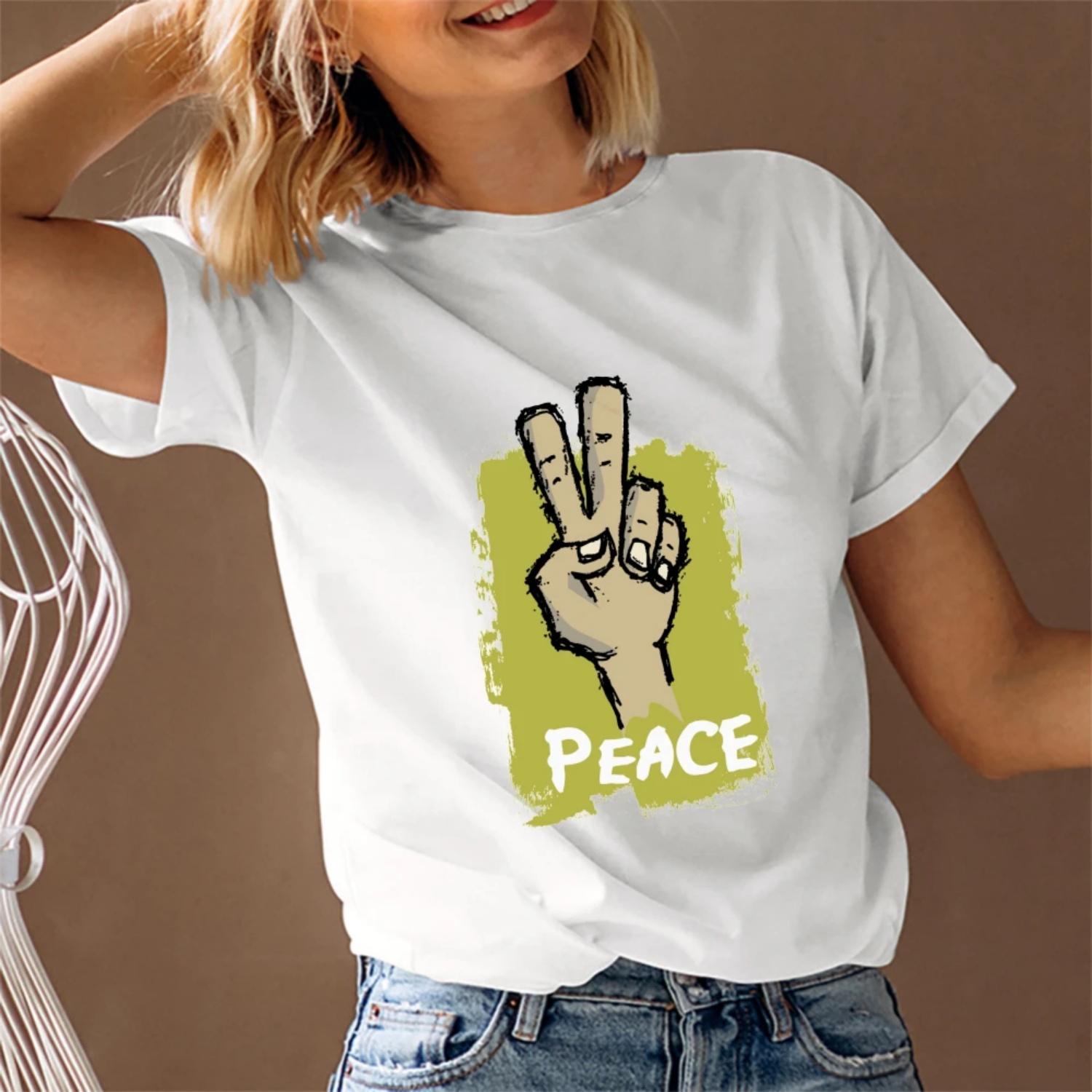 

Women s T-Shirt Short Sleeve Round Neck Peace Graphic Tee Trendy Streetwear Summer 2023 Fast Shipping XXXXXL
