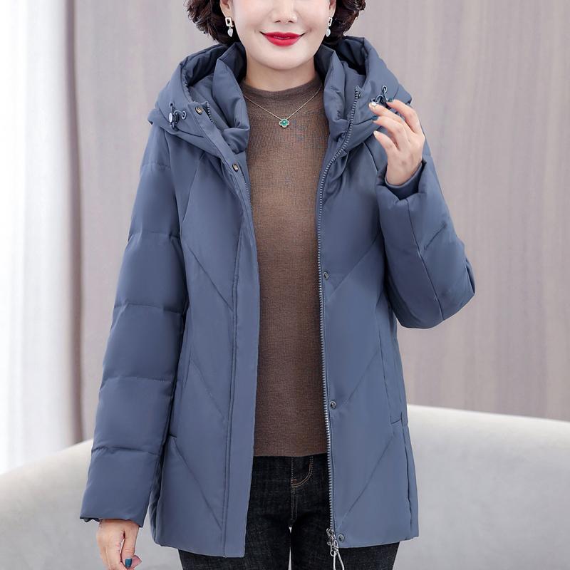 Middle Age Women's Down Coats Winter Vintage Parkas Hooded Plus Size Elegant Loose Thick Warm Down Jackets Woman Outerwears
