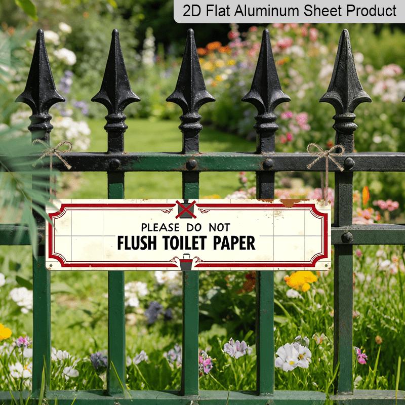 2D Flat, 1pc 15.7×3.94inch Vintage Style 'Don'T Flush Toilet Paper.' Aluminium Decorative Sign - Rustic Metal Decor for Home, Farmhouse, Bathroom