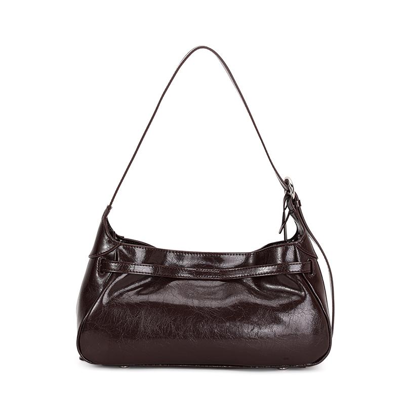 Genuine Leather Cowhide Women's Shoulder Bag with Pendant, Large-capacity Storage Bag, Crossbody Travel Bag, Hobo Bag