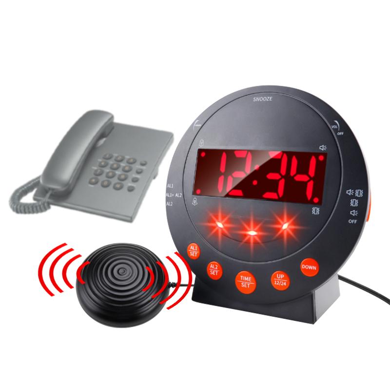 Modern Electronic Alarm Clock with Vibration Reminder for Deaf Digital Display for Phone Call Reception