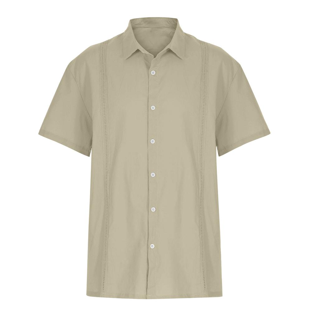 Designer Frühling Sommer Herren Freizeit Baumwolle Leinen Farbe Kurzarm Hemden Lockere Hemden