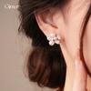 French Retro Zircon Flower Pearl Stud Earrings Light Luxury Versatile Earrings Elegant Earrings Women