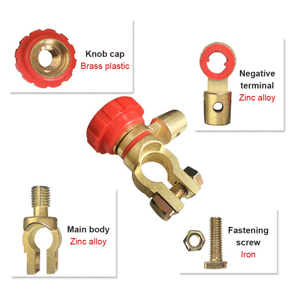 2 Pieces Metal Automotive Battery Switch Detachable 4-6AWG Rotatable Replacement Circuit Breaker Clamp Accessories