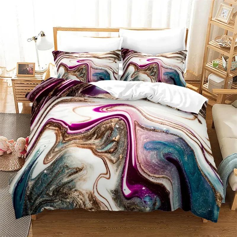 Marmor Påslakanset Geometriskt Sängklädesset Abstrakt Konst Quiltöverdrag King Twin Full Queen För Vuxna Barn Flickor Sovrumsinredning