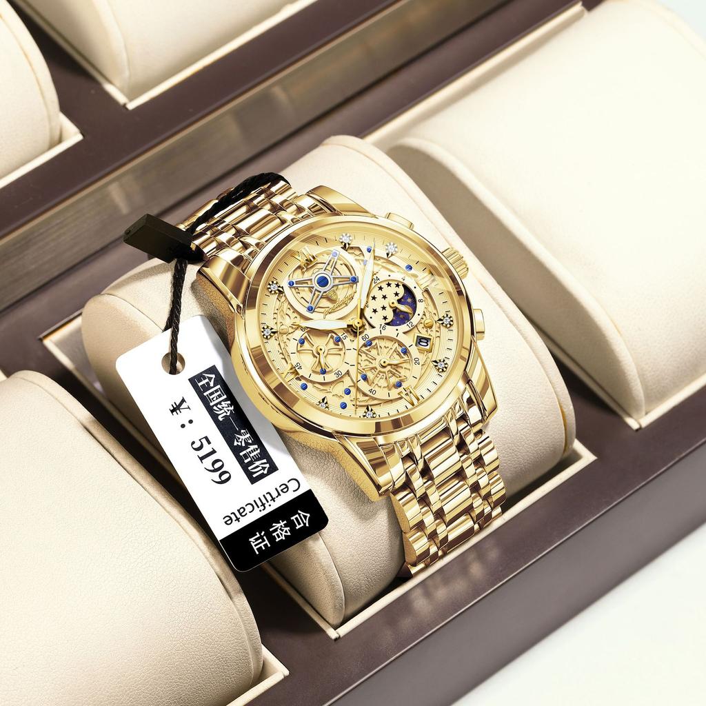 Luxury Hollow Men'S Watch Waterproof Luminous Quartz Watch