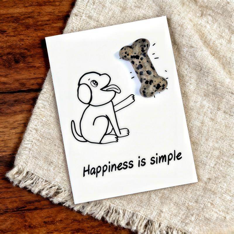Custom Logo Natural Crystal Dog Bone Shape Carving 35mm Agate Gemstone Healing Card Pet Ornament Gift Card about 10*7.5cm Dog Bone about 35mm