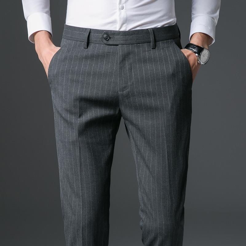 Summer thin men's striped casual pants trendy small feet trousers men's British trousers men's slim men's trousers