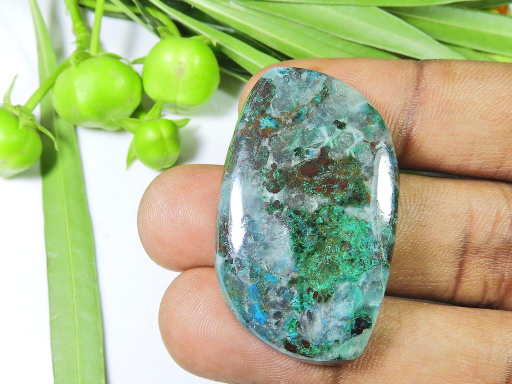 80Cts. Natural Chrysocolla Cabochon Loose Gemstone For Jewellery 25X41X08 MM SK-1039
