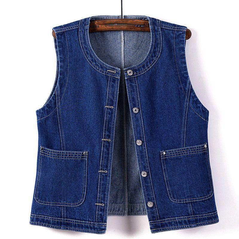 Fashion Denim Vest Female Streetwear V Neck Women Vest Summer Large Size Waistcoat Jeans Tops Sleevless Jacket Chaleco Mujer