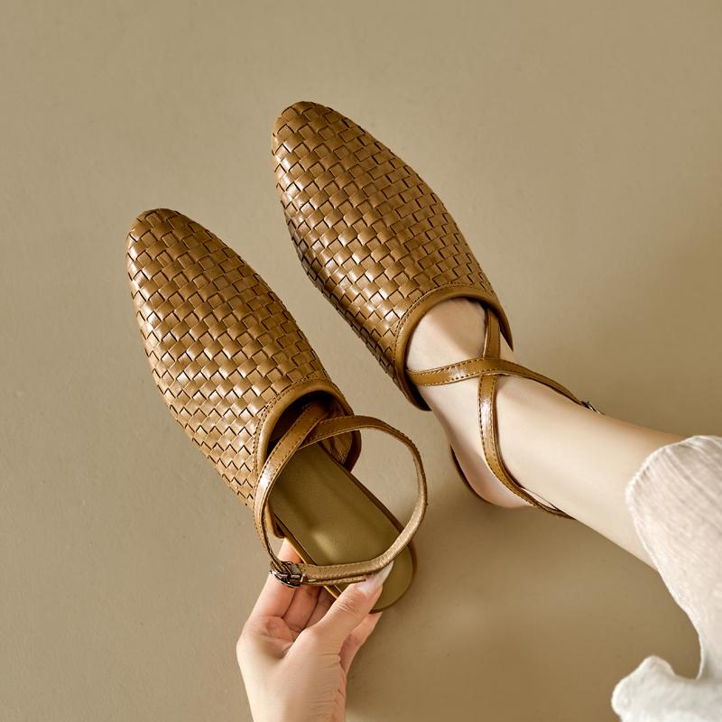 2024 Fashion Women High Heeled Sandals Genuine Leather Hollowing Weave Party Shoes Woman Kitten Heels Prom Pumps Office Shoes