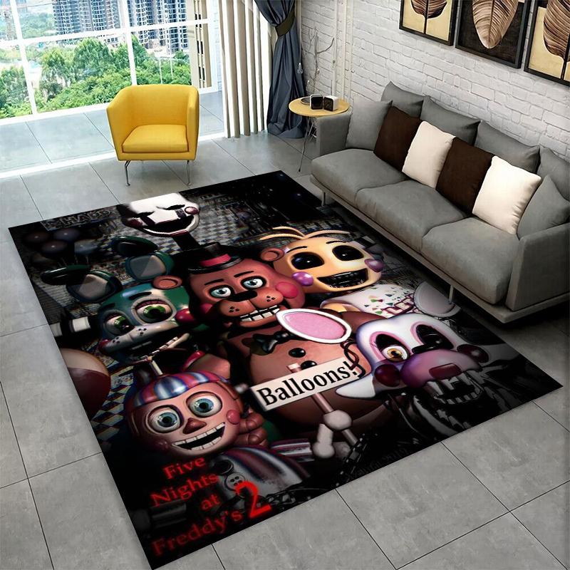 Klassisk F-FNAF Gyserspil Freddy Tæppe til Legeværelse Soveværelse Stue Sofa Boligindretning, Børneområde Tæppe Skridsikker Gulvmåtte
