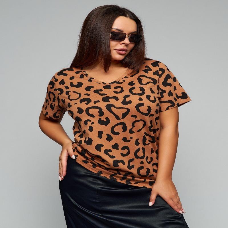 

Summer Women s Round Neck Short Sleeved T-shirt with 3D Fashionable Printing 8XL