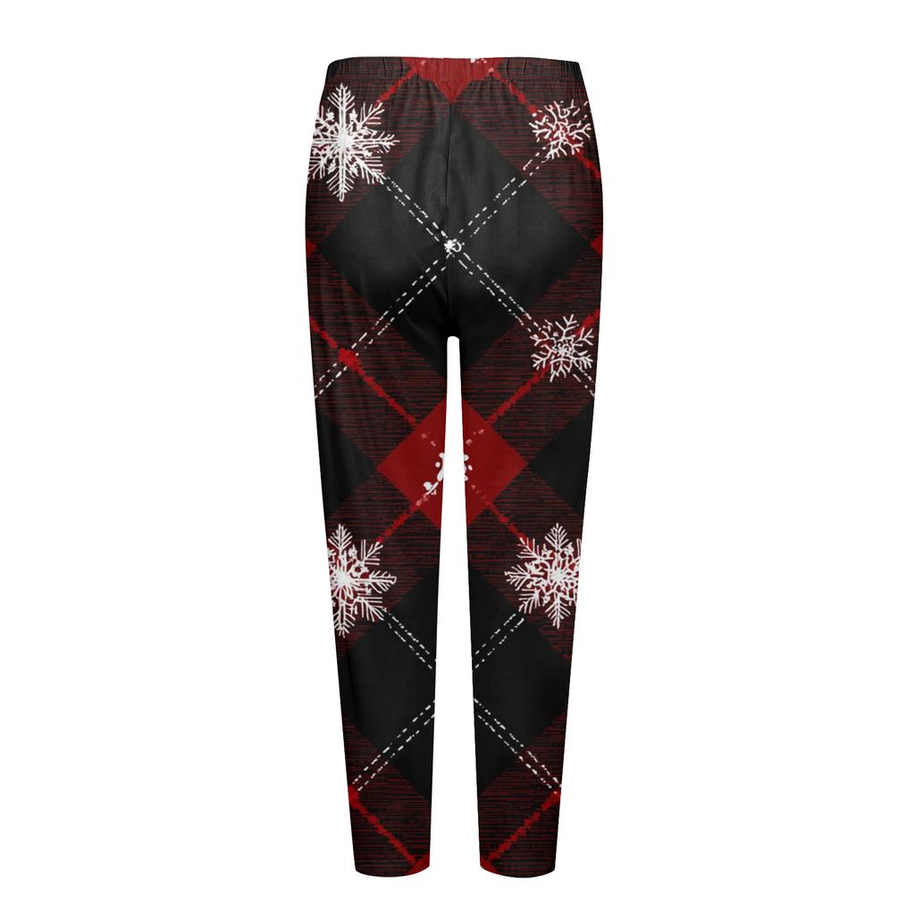 Dame Juleprint Slim Fit Elastiske Yoga Fritidsbukser