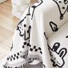 Graffiti Cat Chenille Sofa Covers for Living Room Cartoon Animal Towel with Tassels Slip Covers Anti Cat Scratch Couch Blankets