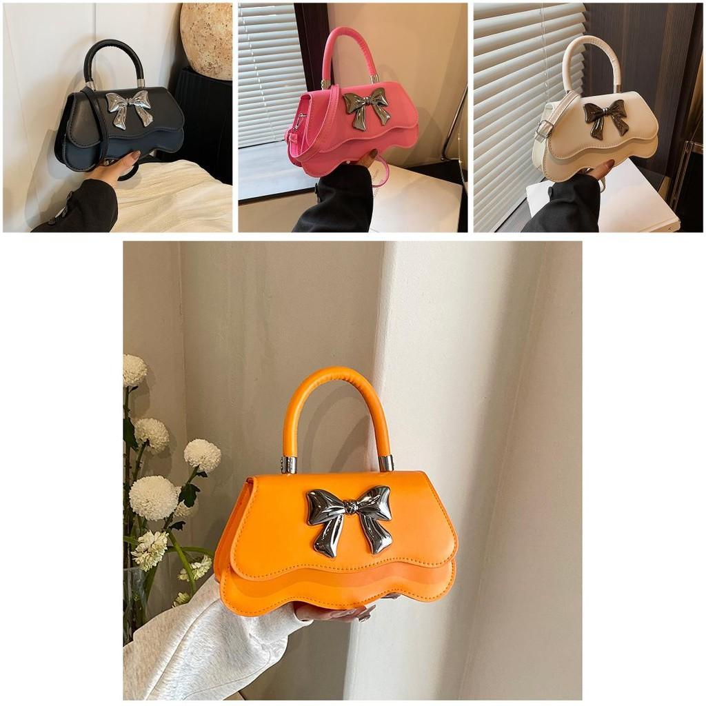 Fashionable Bowknot Small Square Tote Bag For Women Cute Shoulder Crossbody Purse