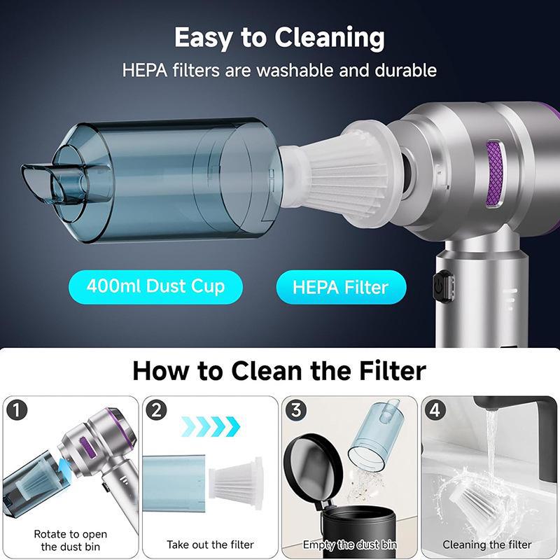 High-Power Handheld Car Vacuum & Inflator: Dual-Purpose Brushless Dust Blower