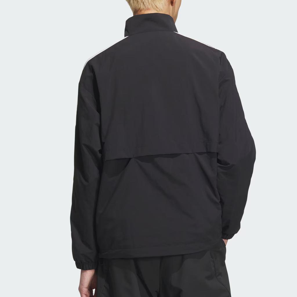 Adidas 3-Stripes Logo Stripe Loose Fit Stand Collar Zip Shoulder Sleeve Long Sleeve Jacket Men Jacket Black White KC3892