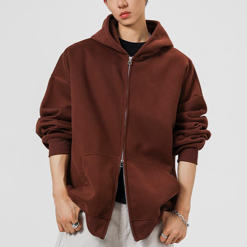 Men Zipper Hoodies Autumn Winter Men Long Sleeve Hooded Sweatshirt Fashion Male Casual Outfit Sportwear Loose Fit Hoodie
