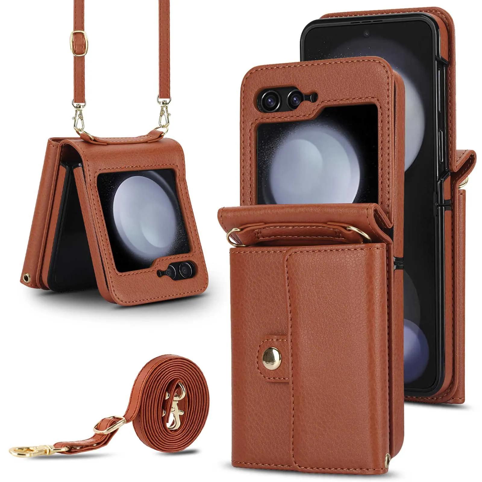 

Многофункциональный чехол для карт из матовой кожи разных цветов для Motorola Razr 40 Ultra с противоударным чехлом Landyard for MOTO Razr40Ultra&case with landyard