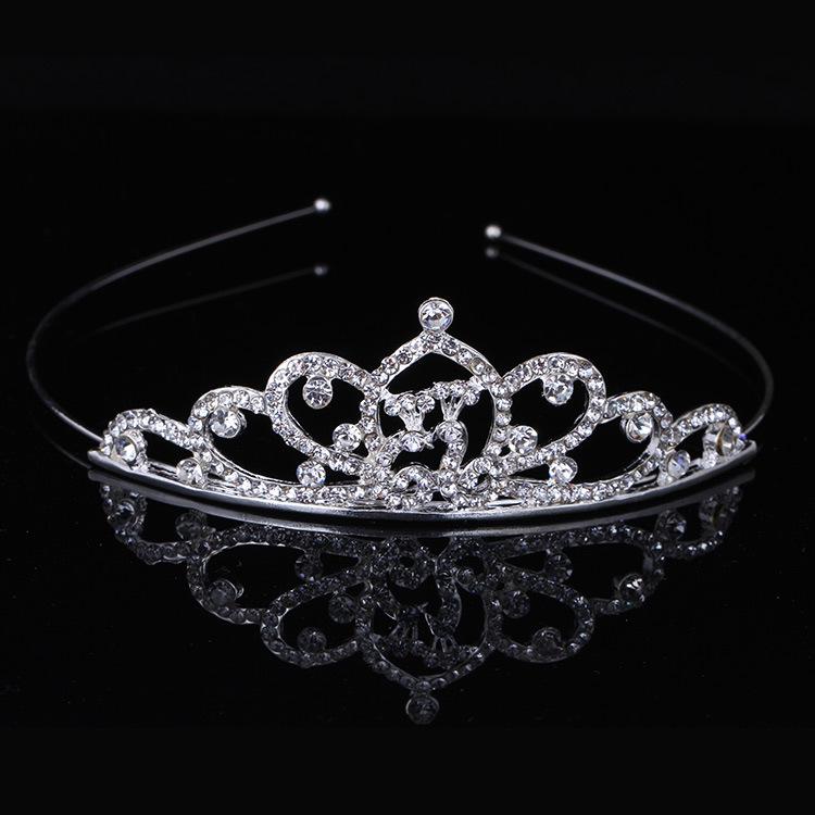 Korean Style Rhinestone Princess Tiara Headband for Children, Student Performance Hair Accessory.