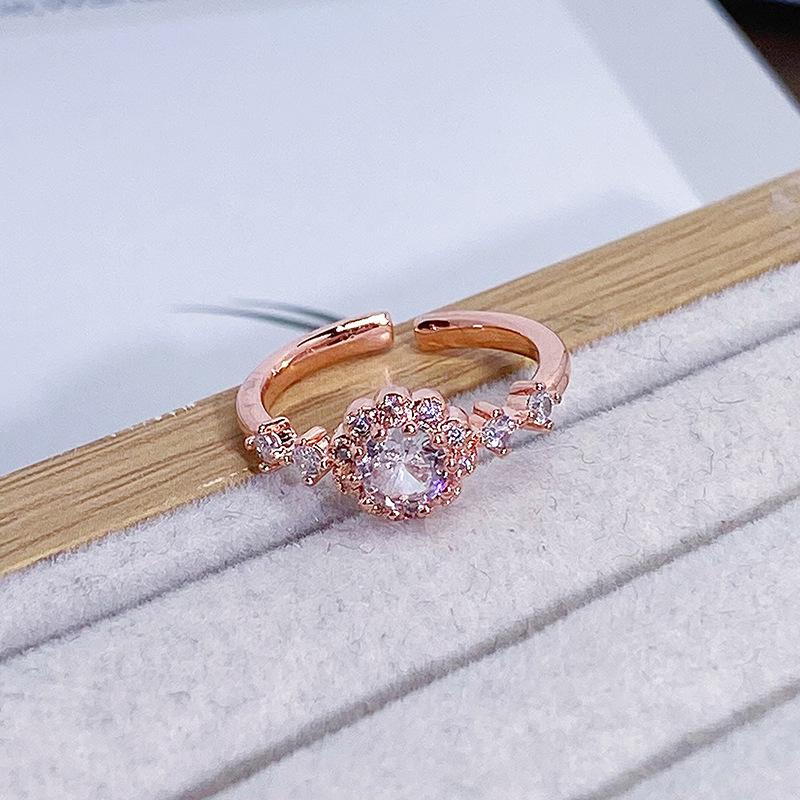 Sunflower Super Flash Fashion Colored Treasure Zir*****Pen Ring Women'S Exquisite Multi-Color Light Luxury Niche Ring