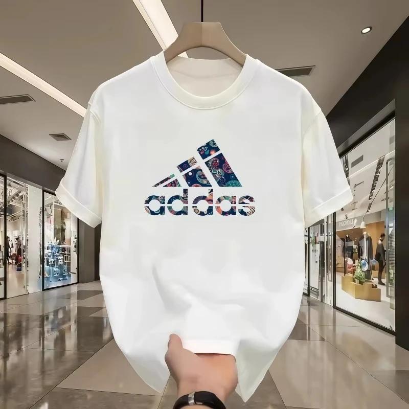 2025 Summer Men's T-shirt Short Sleeve Pure Cotton T-shirt Summer Slim Fit Full Cotton Half Sleeve Round Neck Breathable Trend