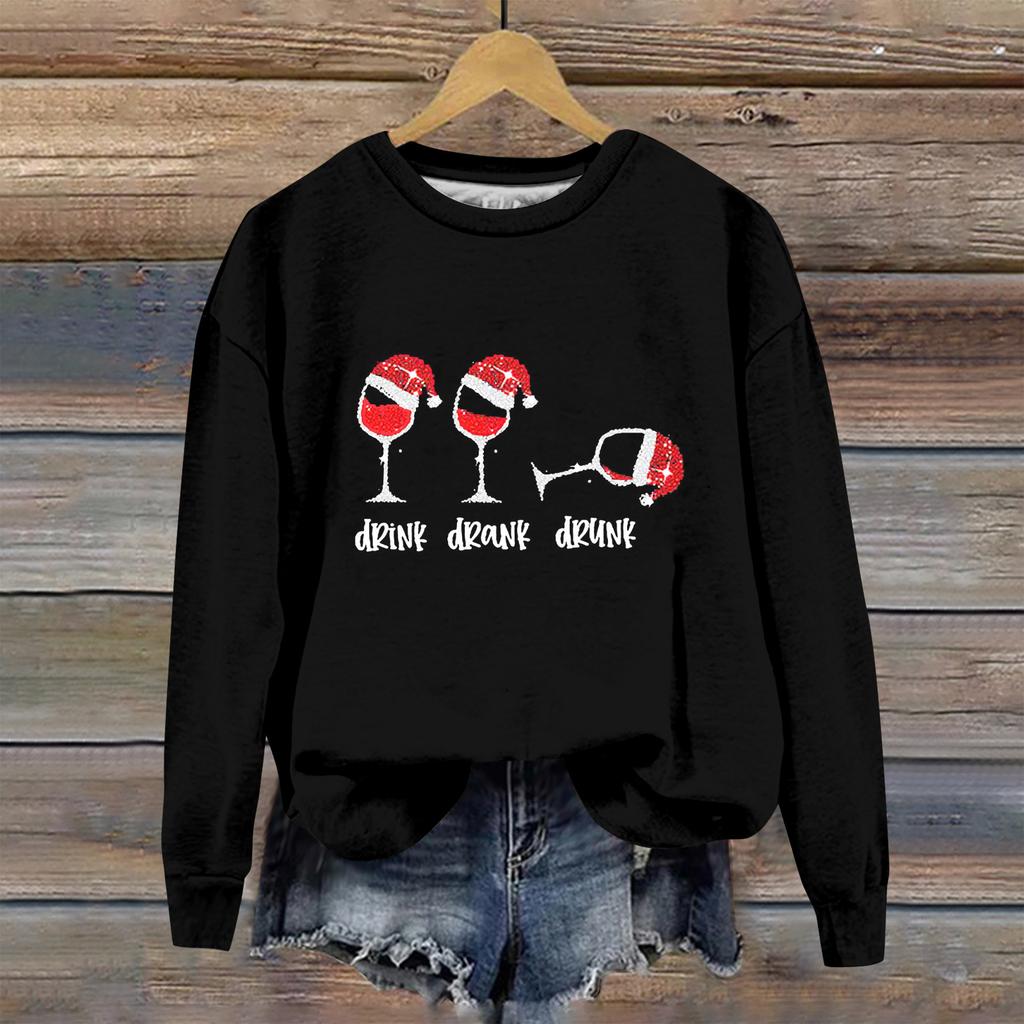 Women's Fashion Printed Long Sleeve Loose Round Neck Sweatshirt Top Fall