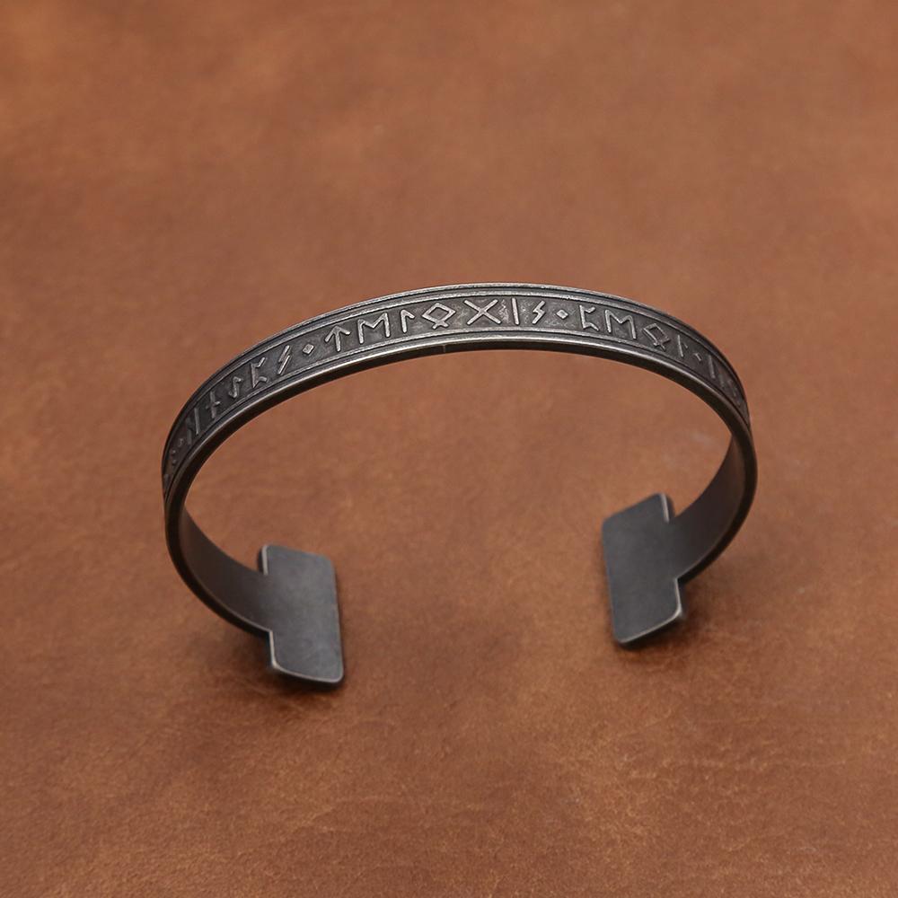 Vintage Wikinger Runen Armband für Männer Frauen Edelstahl Nordisch Odin Offene Armbänder Einfacher Schmuck Geschenk
