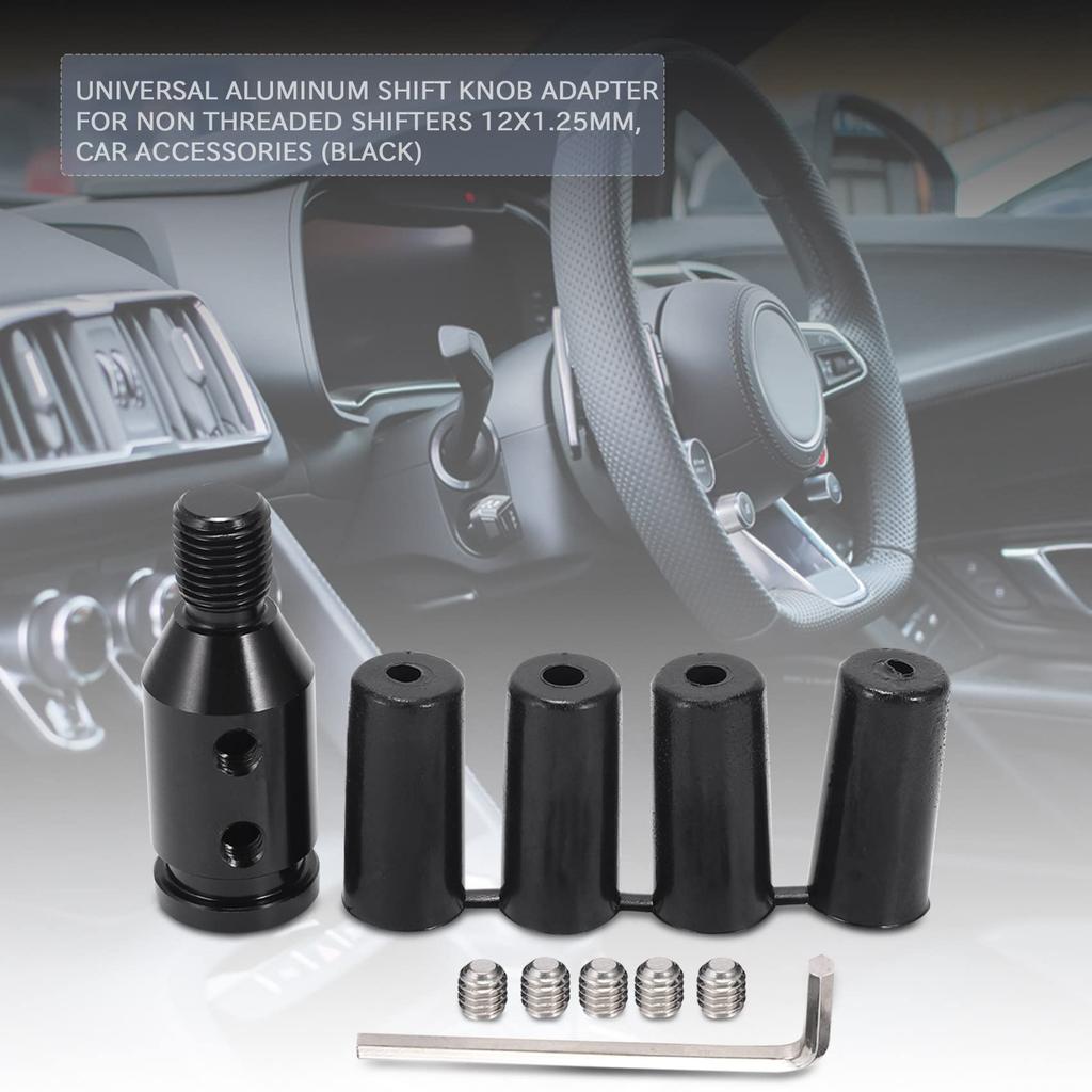 yixue Universal Aluminum Shift Knob Adapter for Screwless Shifter 12X1.25Mm, Car Accessories (Black)