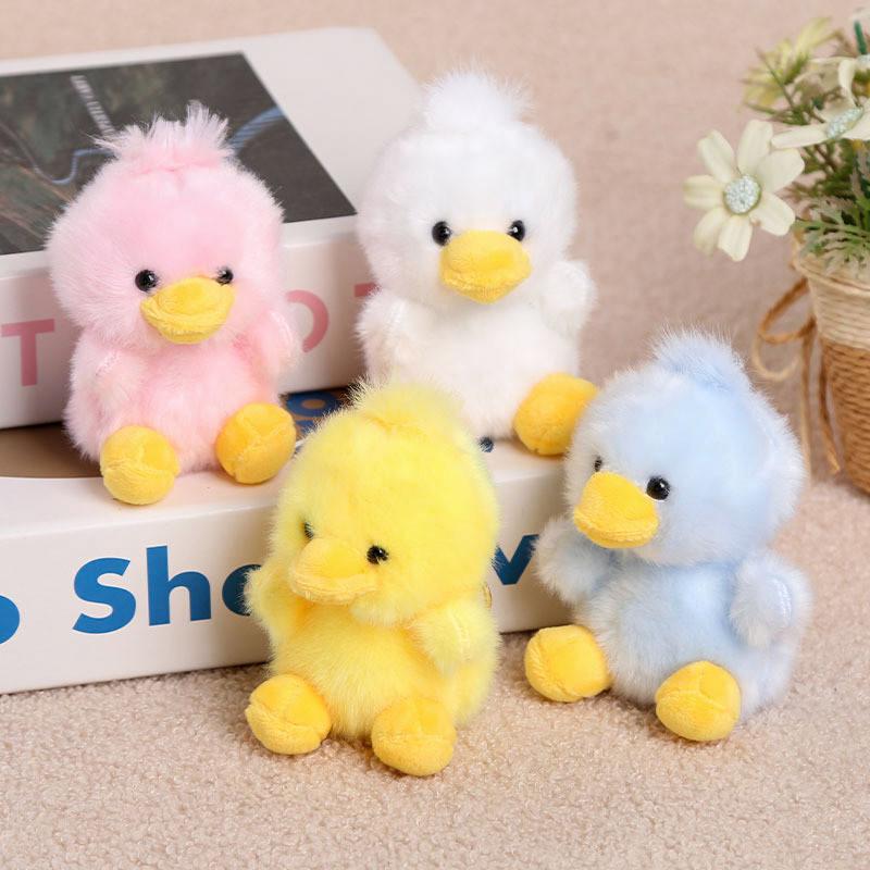 Niedlicher Vierfarben-Enten-Schlüsselanhänger Plüschtier für Mädchen und Frauen Geschenk
