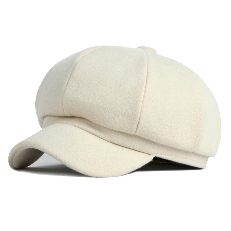 

Шапка женская, осенне-зимняя легкая пластинчатая шерстяная восьмиугольная кепка, берет с утиным языком, женская кепка газетчика бежевый