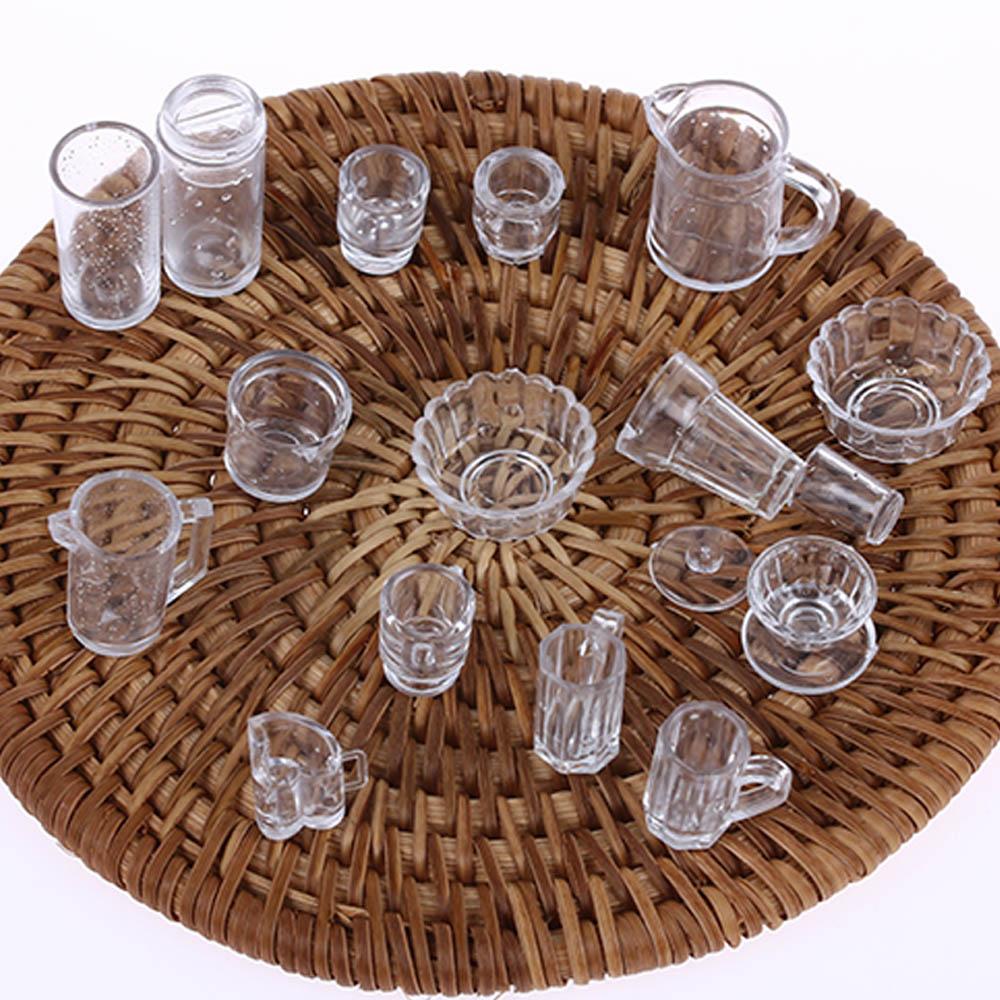 15Pcs/Lot Plate Cup Dish Bowl Tableware Set Dollhouse Miniature Toy Doll Food Kitchen Living Room Accessories 1:12 Scale