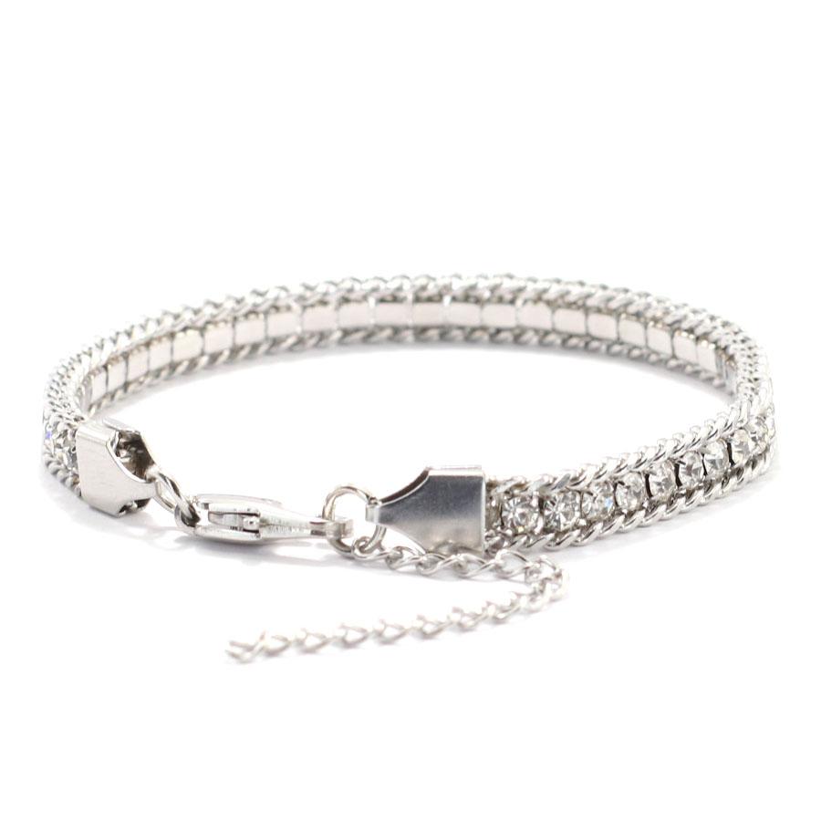 Luxury Men Tennis Bracelet Stainless Steel White Zirconia Chain Link Braslet Adjustable Gifts For Him Armband Herren Accessories
