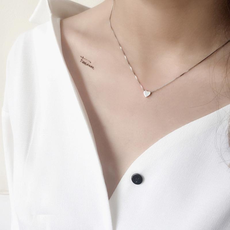 Japanese Heart-Shaped Love Necklace Neck Chain Female Simple Literary Collarbone Chain Female School Birthday Gift Accessories