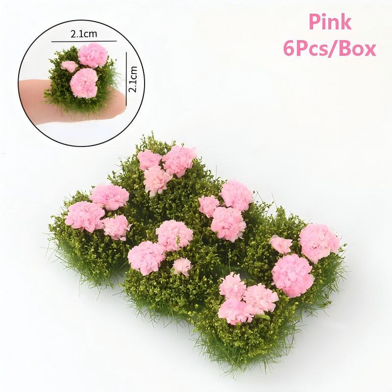 Model Mini Artificial Flower Cluster 6Pcs for Diorama Sand Table Railroad Scenery Layout Realistic Plant Decor Set