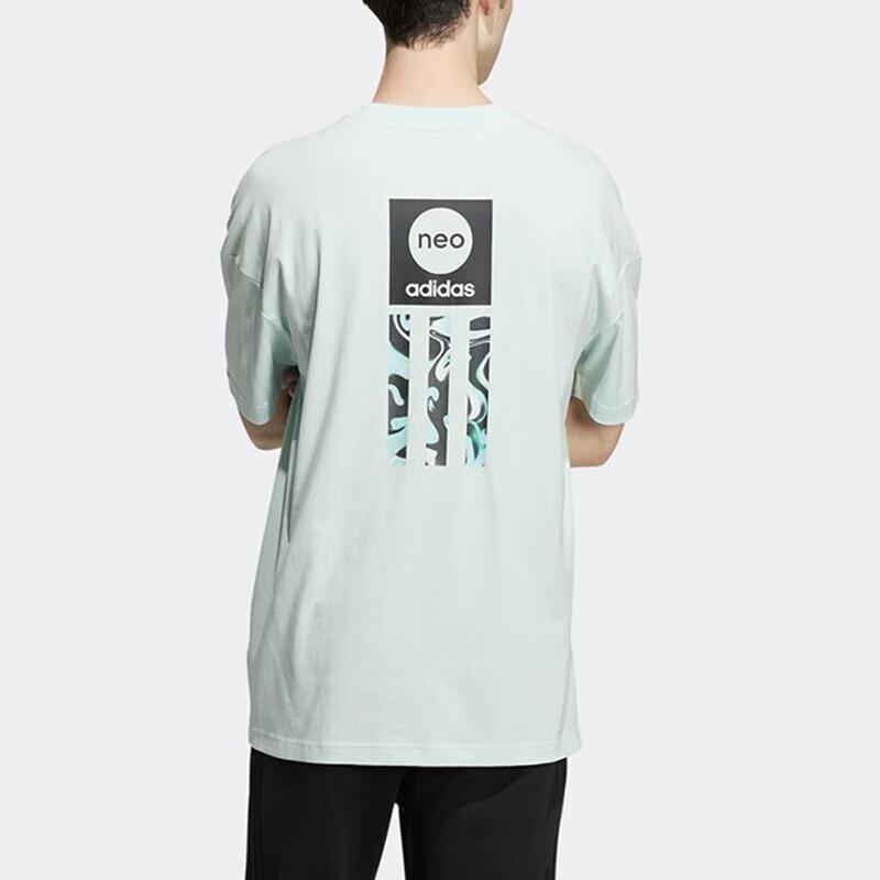 Adidas Neo Letter Pattern Printed Loose Round Neck Short Sleeve T-Shirt Men T-Shirts Light-Green HD4651