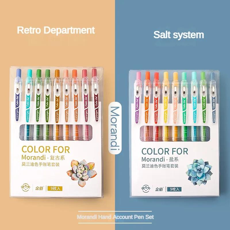 9/36 Color Morandi Gel Pen Set Press Type Color Ballpoint Pen 0.5mm Note-taking Hand Account Stationery Office School Supplies