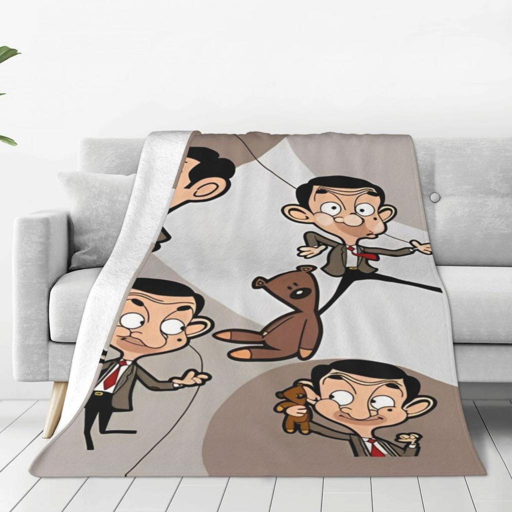 Comfortabele Meneer. Bean Cartoon Deken Merchandise Kamer Decoratieve Plaid Dekens Zacht Fleece voor Bank