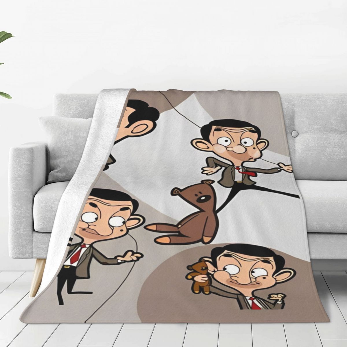 Jessica Chen Unisex Comfortable Mr. Bean Cartoon Blanket Merch Room Decorative Throw Blankets Soft Fleece For Couch