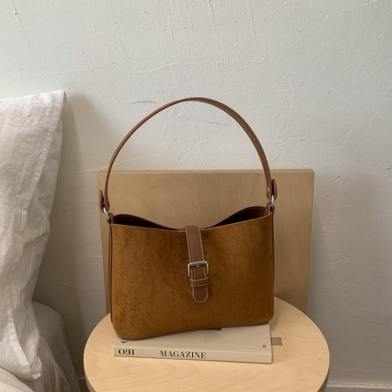 Vintage Maillard brown small bag 2025 new casual versatile women's messenger bag exquisite portable bucket bag