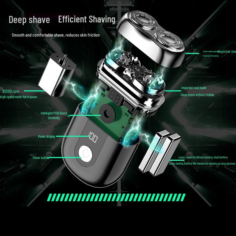 Full Body Washable Electric Shaver with Metal Body and Long Battery Life - High Speed Floating Razor