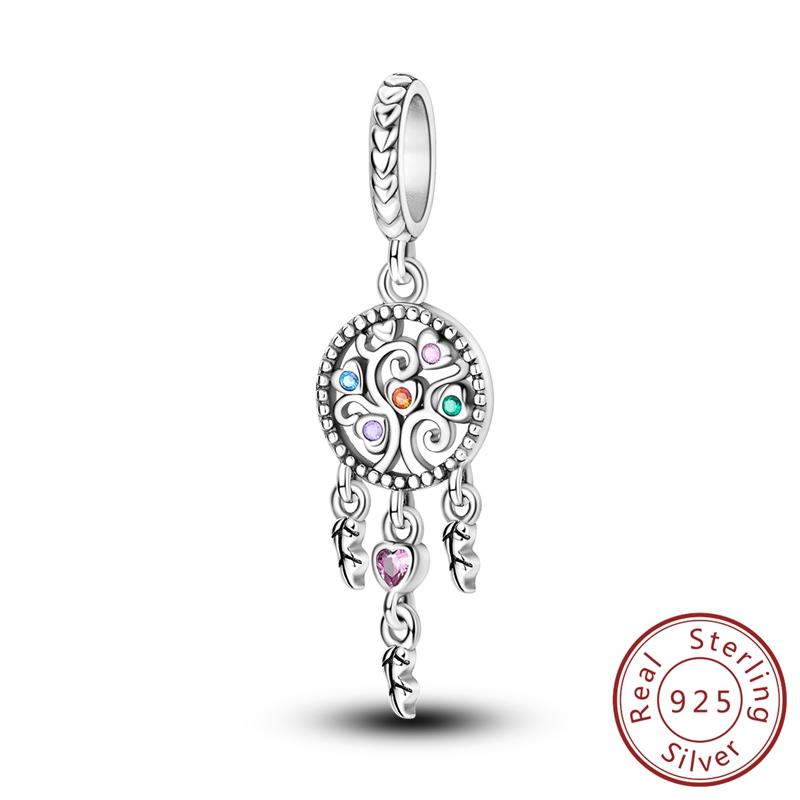 Charms Beads 925 Sterling Copper Pink Butterfly Luminous Firefly Chameleon Heart Charm Fit Original Bracelet DIY Holiday Zircon