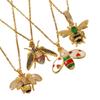 18K Gold Titanium Steel Bee Necklace with Zircon Inlays for Women - European & American Style
