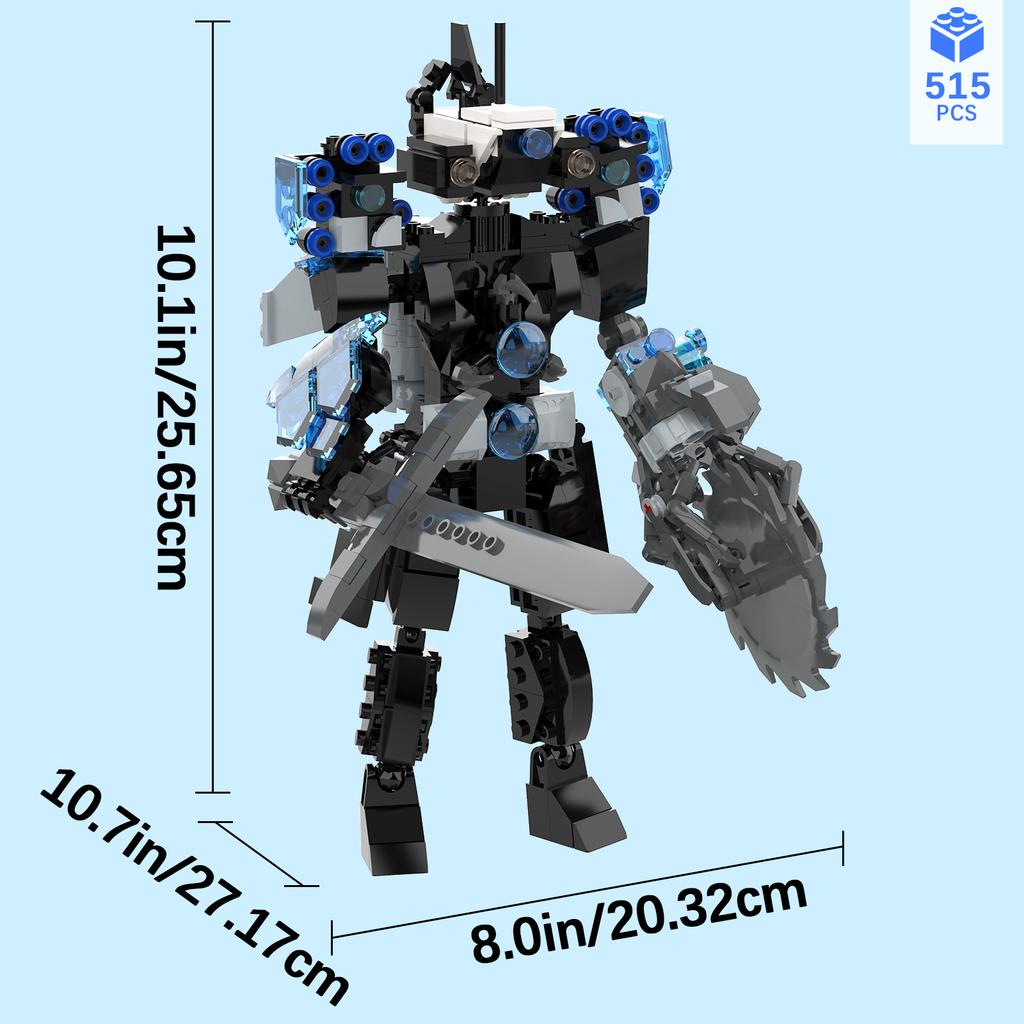 Skibidi Toilet Upgraded Cameramen Building Sets Cameramen Holding Sword and Buzzsaw Fun Meme Character Skibidi Toy Creative