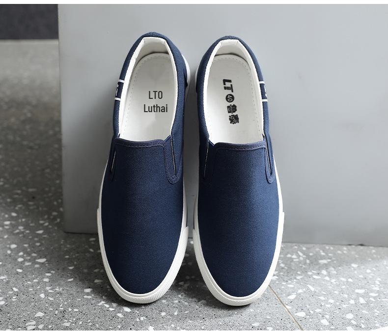 Women's White Thick-Soled Slip-On Canvas Shoes - Casual Autumn Student Footwear