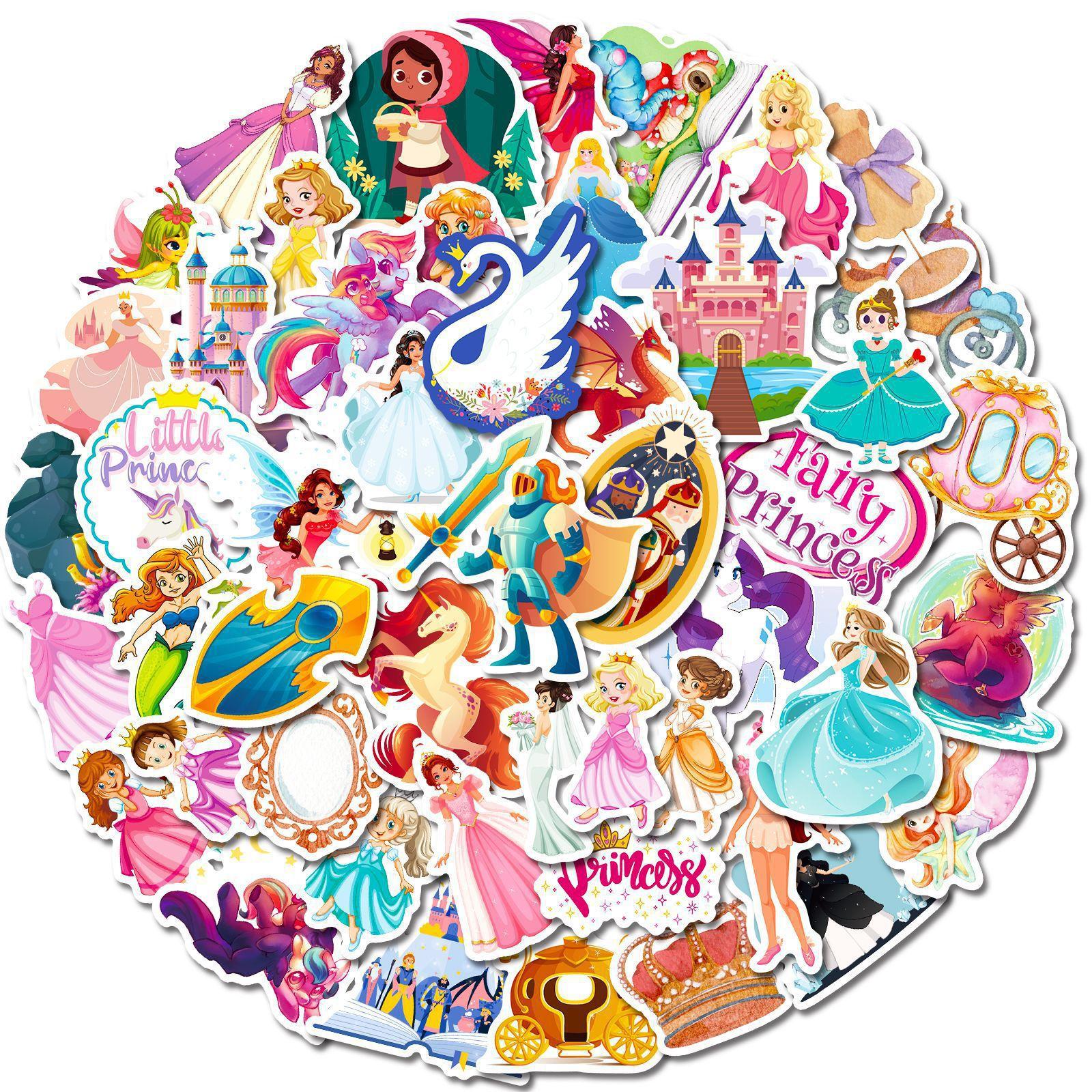 

50 Наклеек Принцесс из Сказок Мультяшные Материалы для Рукоделия Девочка Дети Наклейки на Стакан для Воды