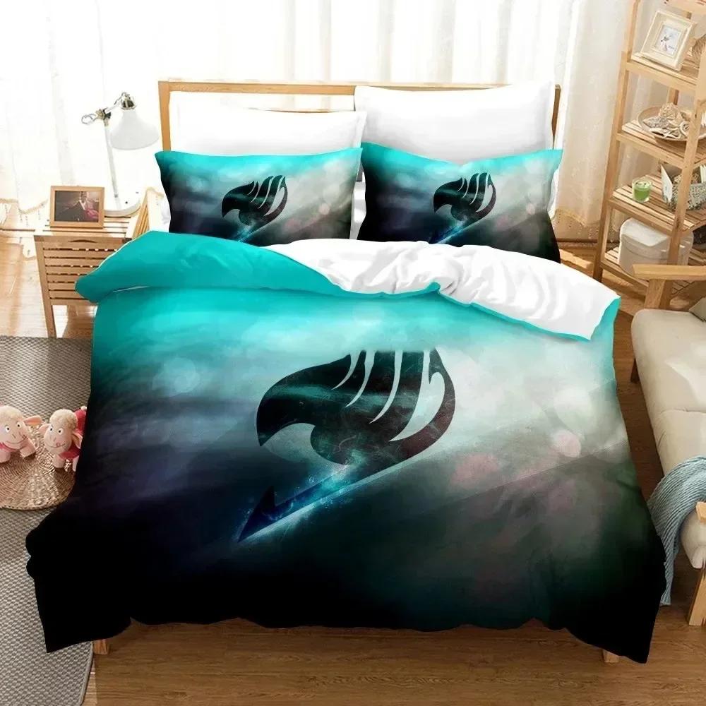 Top 3D Print Anime Fairy Tail Logo Natsu Bedding Set Boys Girls Twin Queen Soft Size Duvet Cover Pillowcase Bed Kids Adult Size